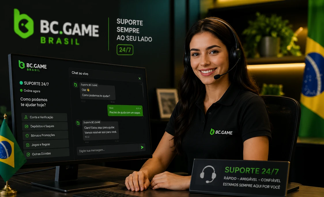 Assistência de suporte BC Game Brazil para jogadores do Brasil